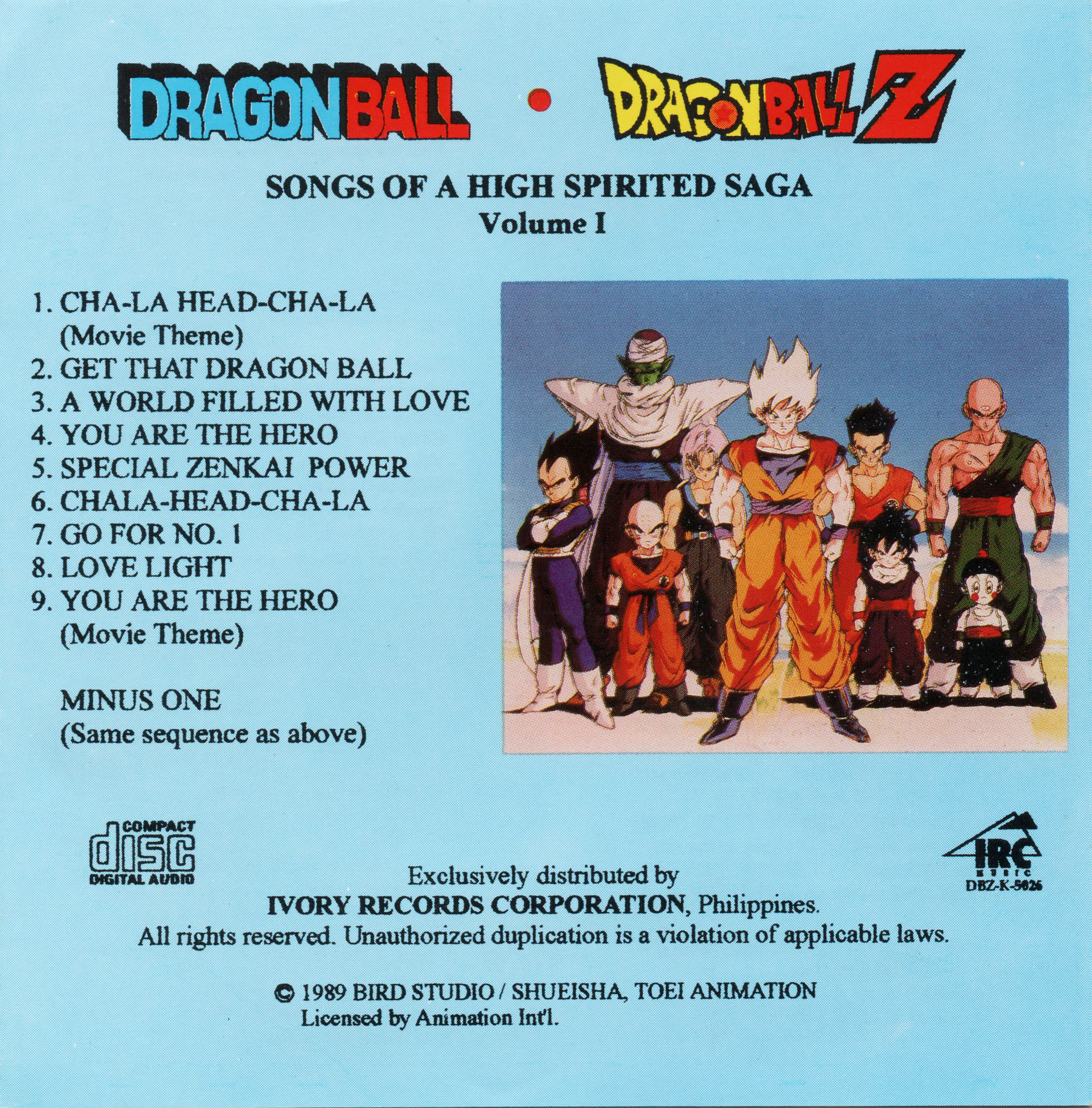 DRAGON BALL DRAGON BALL Z Songs of a High Spirited Saga Volume